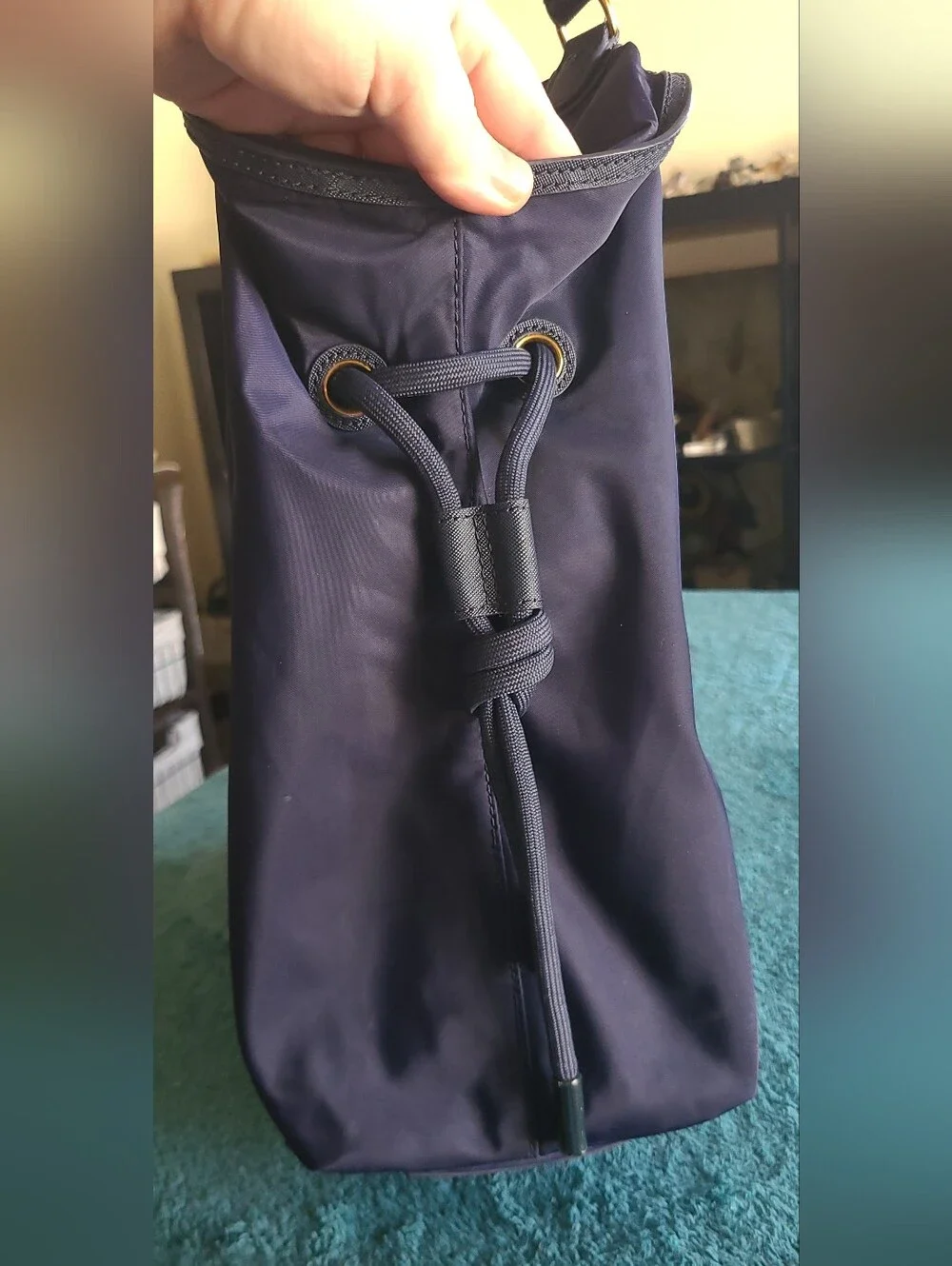 Tory Burch navy blue nylon shoulder tote bag